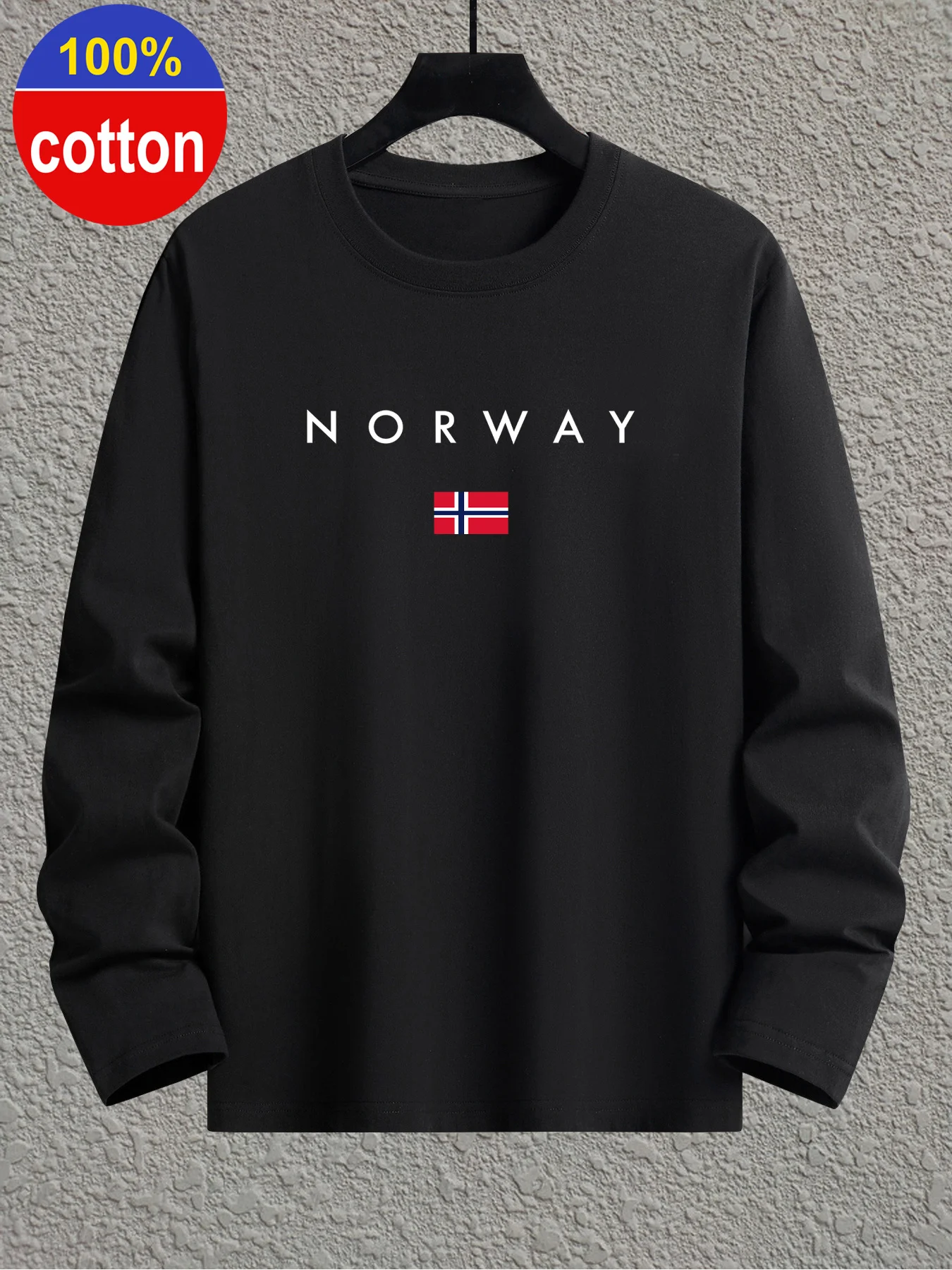 100 cotton Men's top men's long sleeved round neck loose plus size autumn and winter hooded sweatshirt T-shirt top