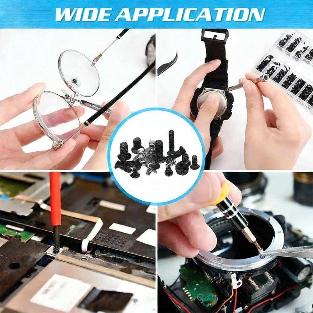 360PCS Laptop Screws Kit M2 M2 5  FOR M3  Black Zinc Plated Countersunk Head For Computer Notebook Small Screw Kit