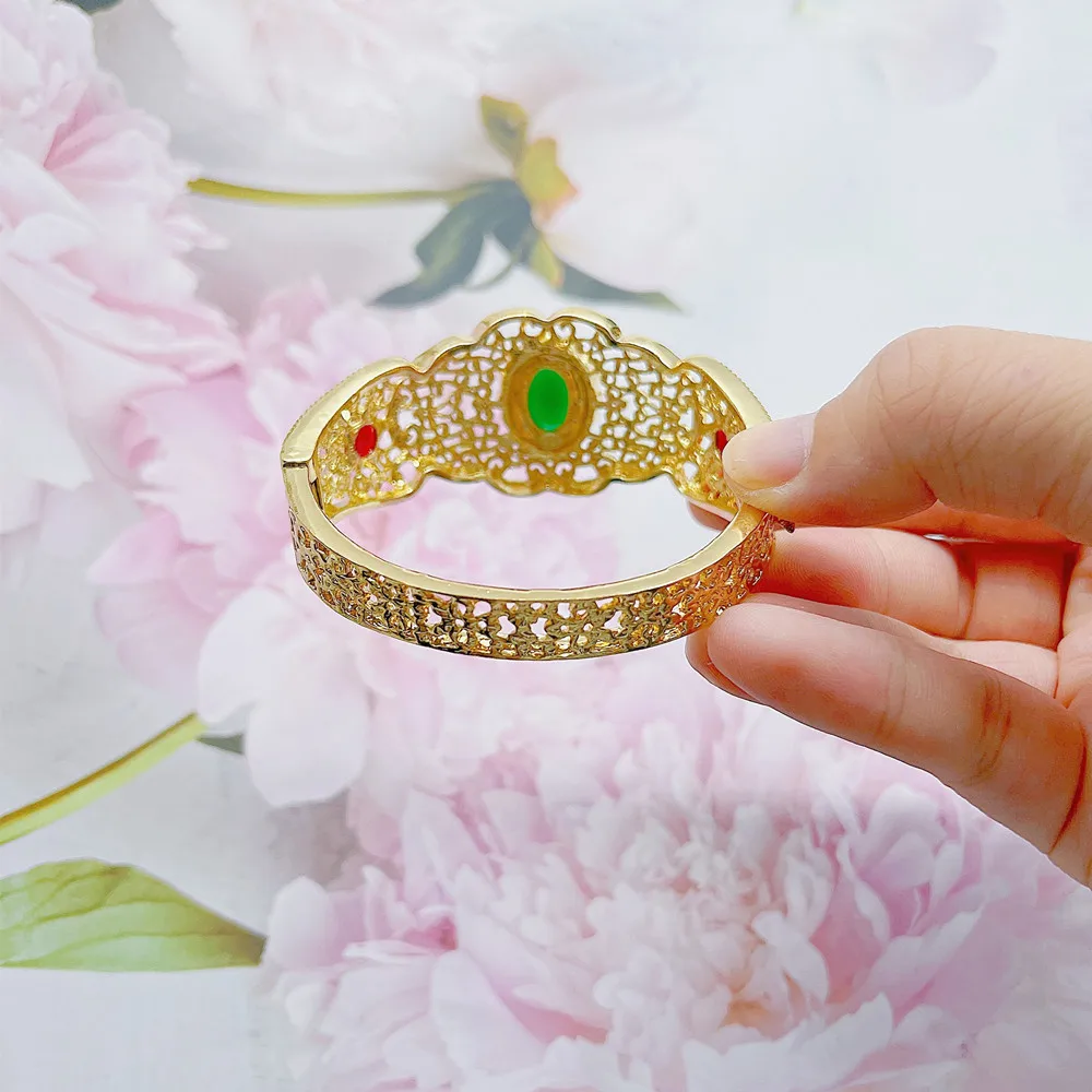 Flower Cuff Bracelet for Morocco Ethnic Women Arabic Wedding Jewelry Bride Gift Handmade Clothing Accessories