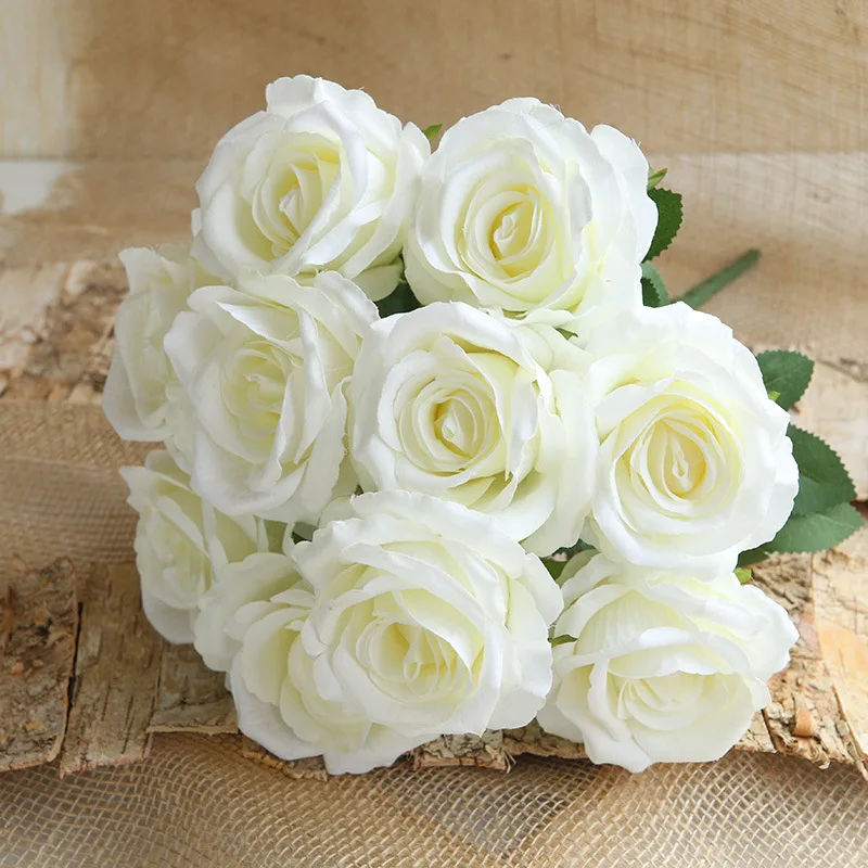 Artificial Roses Bouquet Flannel Fake Flowers Valentine\'s Day Gift Balcony Garden Decoration Simulation Flower Orange Rose