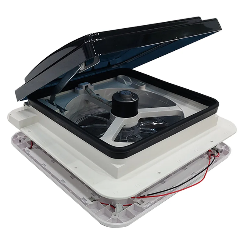 12V ABS Camper RV Bathroom Vent Fan with Light  Bidirectional Ventilation Roof Mount