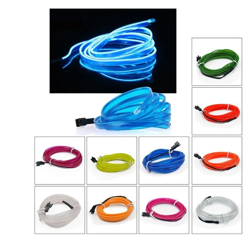 5M/3M/1M Car Interior Lighting LED Strip Decoration Blue Red Wire Rope Tube Line flexible Neon Light With USB cigarette Drive