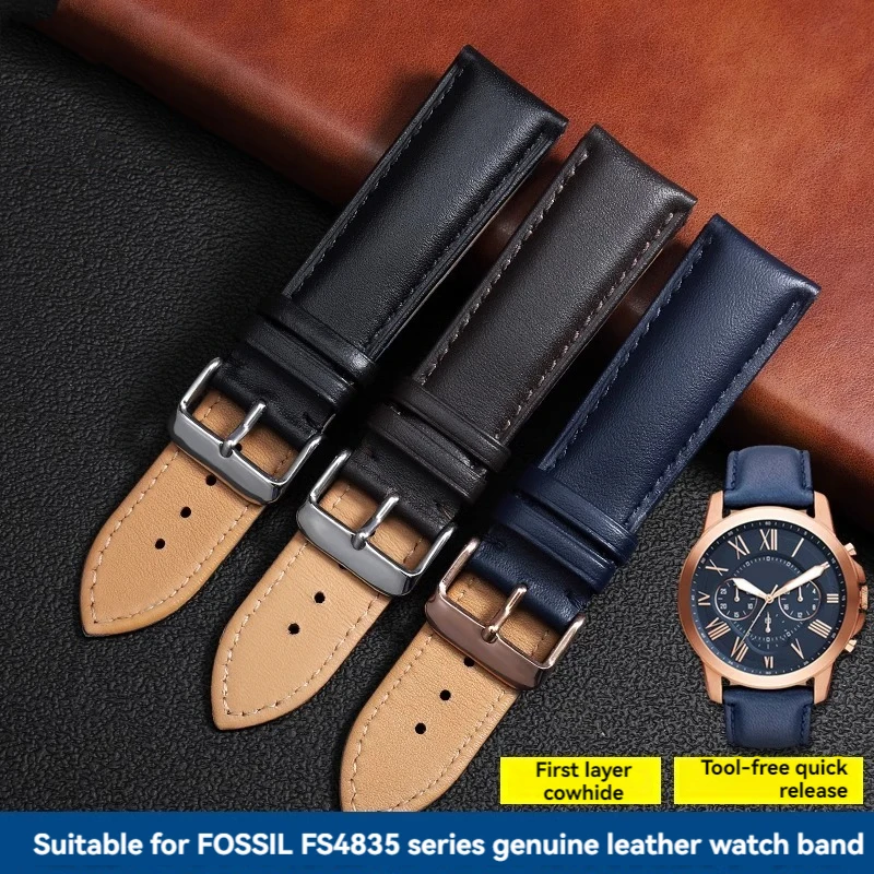 For FOSSIL Cowhide Watch Strap for Men FS5061 FS5237 ME3052 FS4835 Quick Release Calfskin Waterproof Watchband 18mm 20mm 22mm