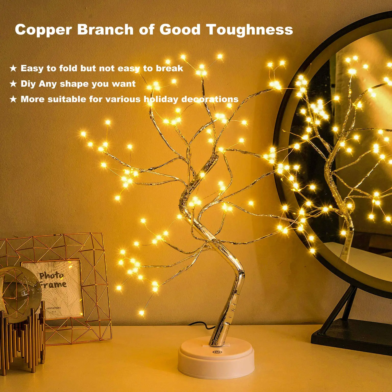 Imagem -05 - Fada Sparkly Árvore Abajur Controle Remoto Usb e 3aa Alimentado Bonsai Faça Você Mesmo Árvore de Luz Artificial Quarto Desktop Night Light 108led