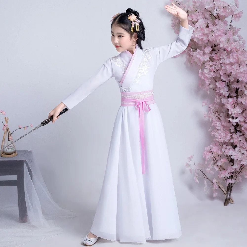 Kids Clothes Baby Girl Dress Hanfu Spring Autumn Cosplay Performance Costume Kung Fu Children Clothing Dance Wear Vintage Stage