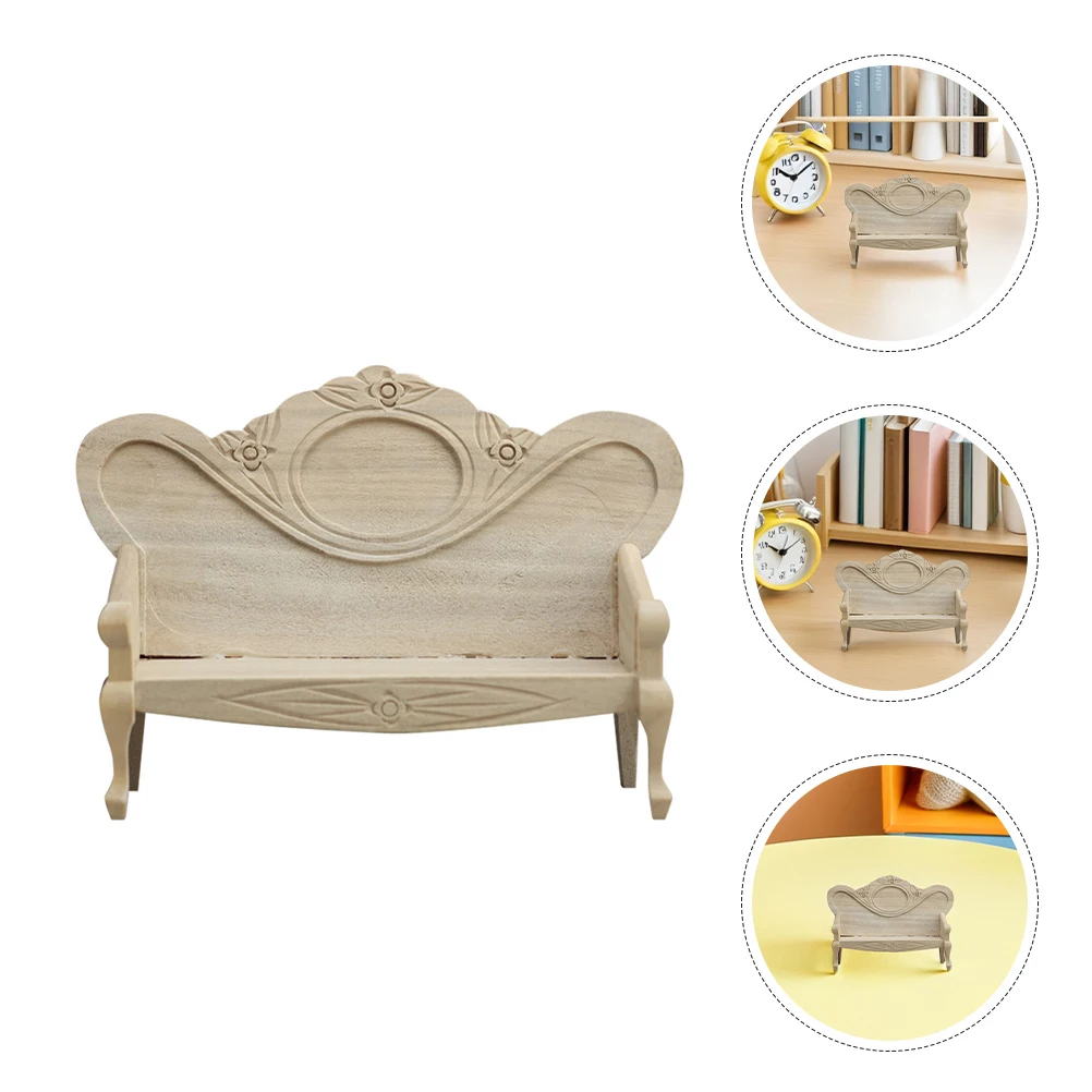 

Retro House Furniture Dollhouse Mini Decoration Miniature Wood Sofa Armchair