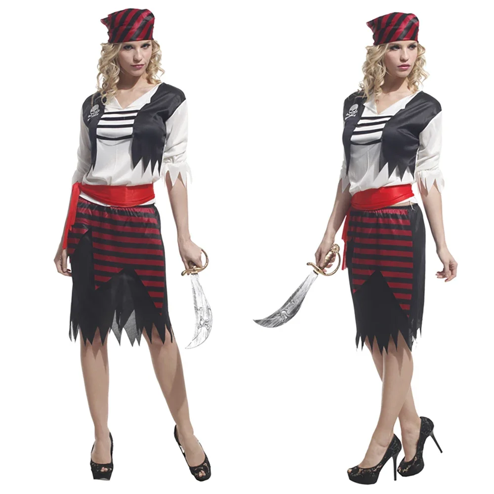 

2025 Хэллоуин Capitaine des Caraïbes Pirates pour femme, костюм д'Хэллоуина, robe de paupières, plissé imbibé, косплей