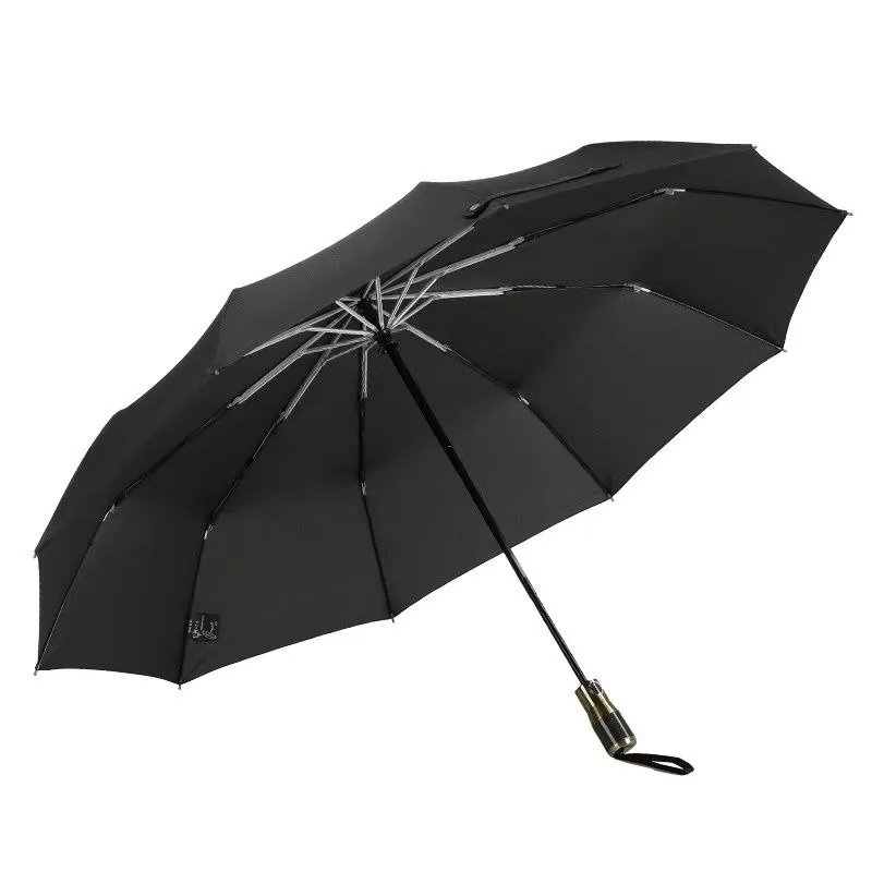 

10-костная полностью автоматическая ручка из углеродного волокна, высококачественный тройной зонт, усиленный утолщенный зонт, устойчивый к ветру и дождю