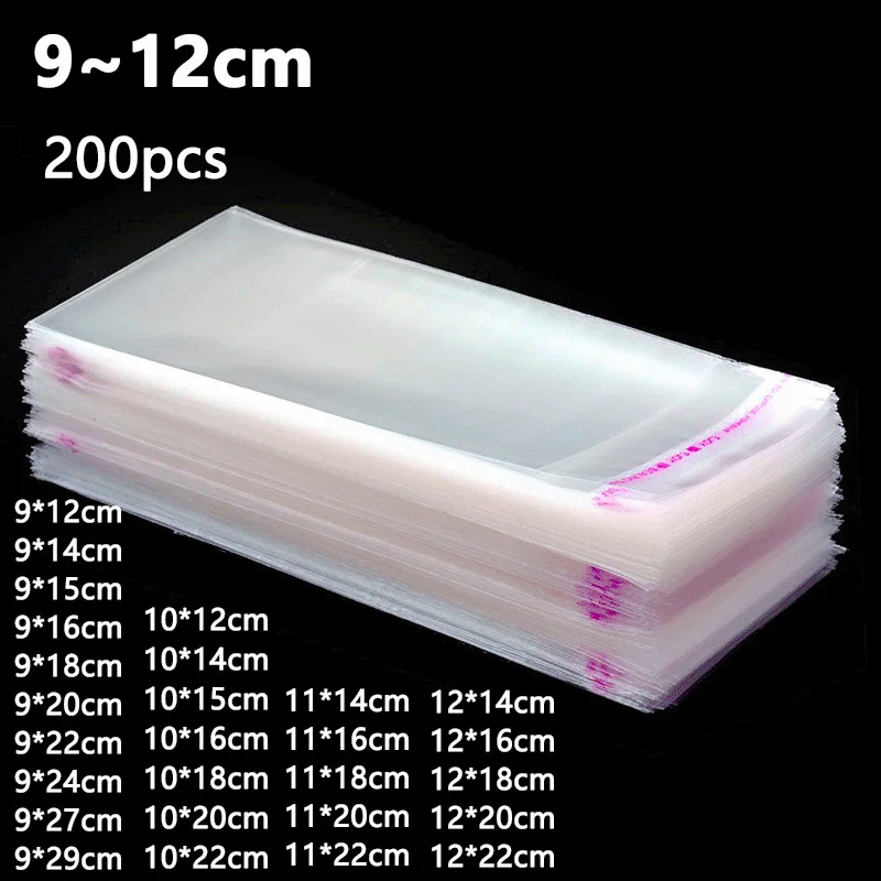 

200pcs Transparent Self-adhesive Bags For Jewelry Accessories Gift Packaging Wedding Candy Decoration Cellophane Storage Bag