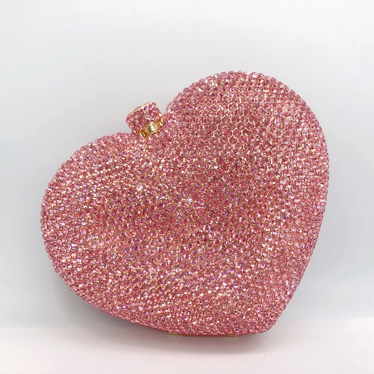 Pochette da sposa con diamante a forma di cuore rosa di lusso nuova borsa da sera in cristallo Bling Dinner frizioni per banchetti borse da festa