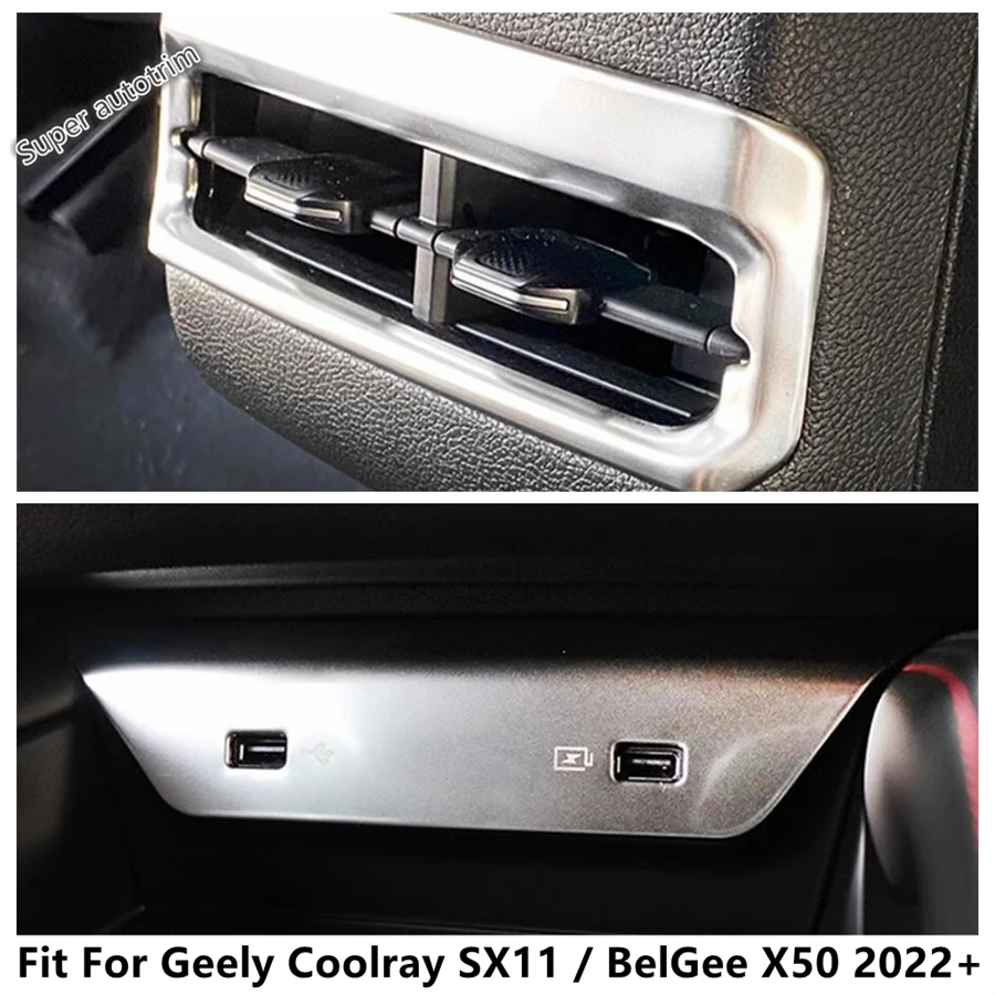 Rear Armrest Box Air AC Vent Outlet Frame / Front USB Panel Cover Trim Accessories For Geely Coolray SX11 / BelGee X50 2022 2023