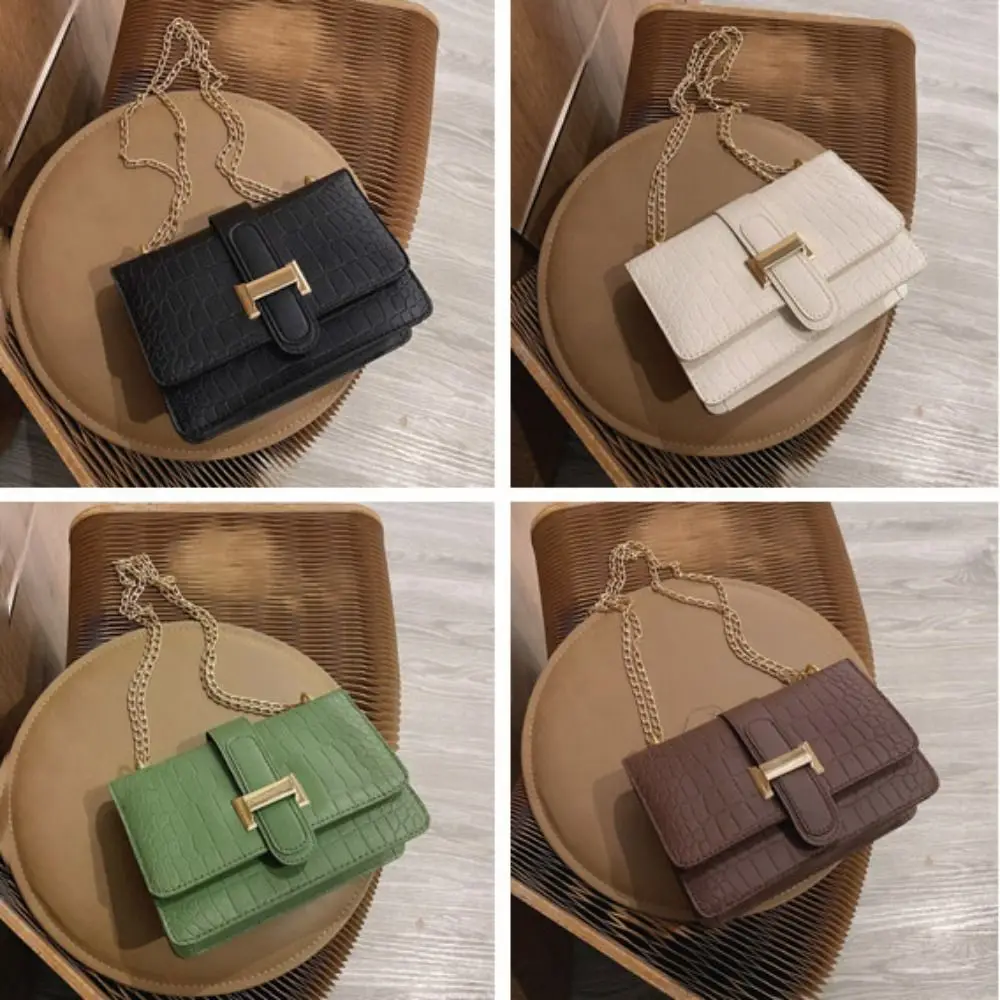 New Fashion Stone Leather Chain Shoulder Bags Women Crossbody Bags 2024 Vintage Ladies Shoulder Messenger Bag Female Purses