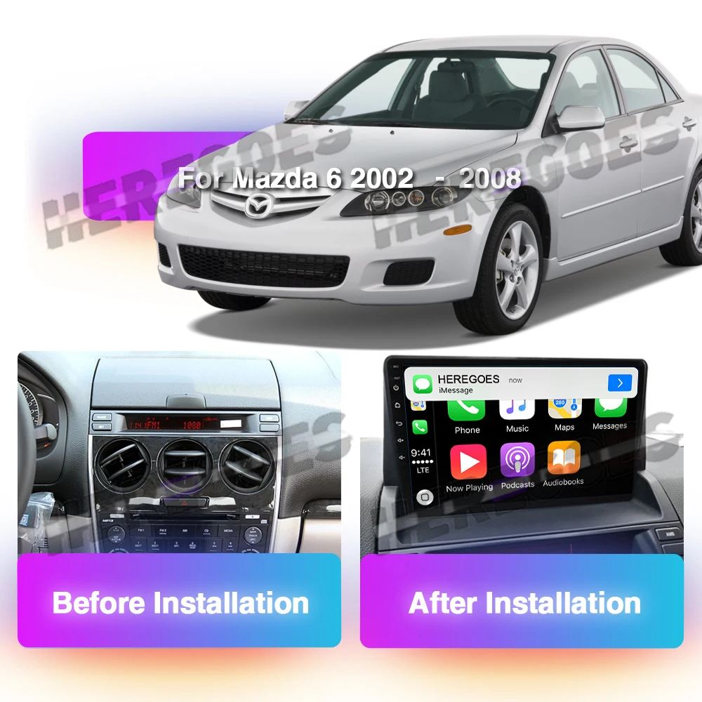 360 Camera 720P Android 11.0 Car Multimedia Player For Mazda 6 2002-2008 Carplay GPS Radio Stereo 8G+128Gb Navigation DSP Audio