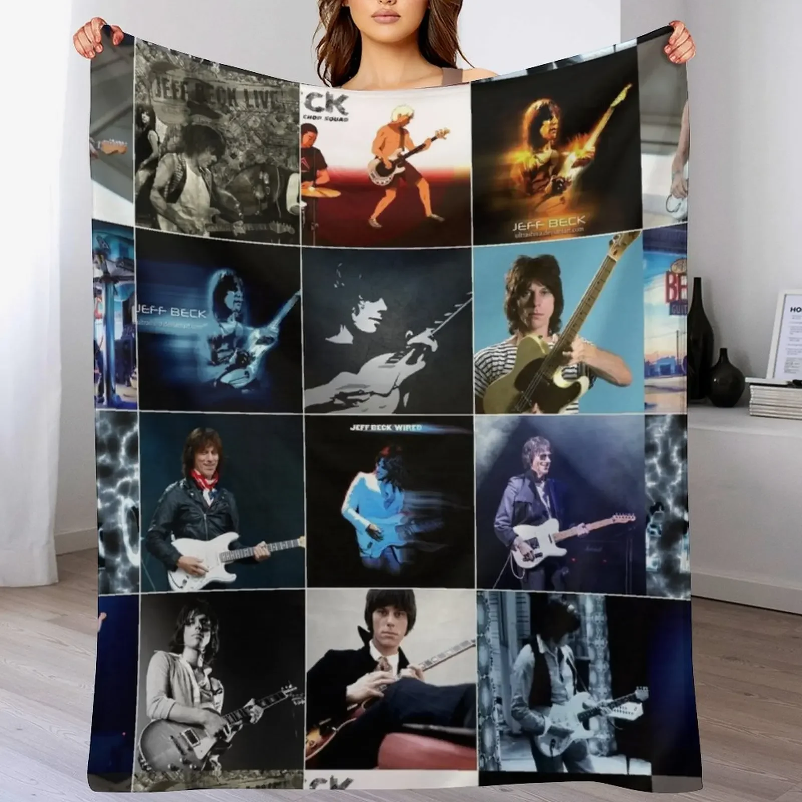 

Jeff Beck English guitarist Mix Version Ultimate Mural / Collage Edit Fan Art - 1 Throw Blanket Camping blanket warm