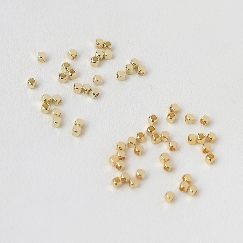 30pcs Copper-plated 18k Beads Spacer Beads Square Beads Cut Face Dice Beads Diy Handmade Jewelry Beaded Bracelet Material