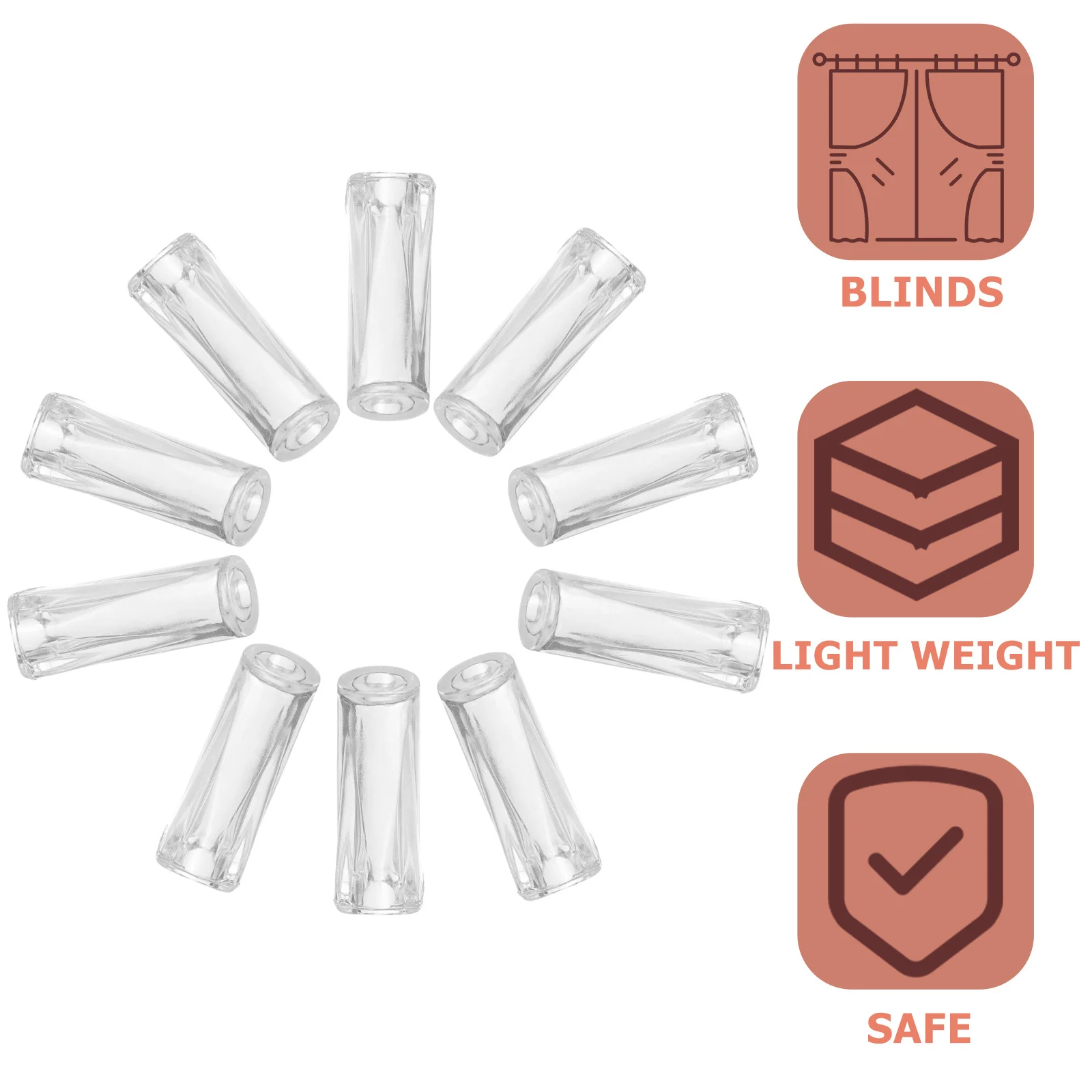 

20pcs Blind Cord Knobs Clear Plastic Pull Ends For Window Shades Replacement Cord Drops Household Curtain Decor Hanging Ball