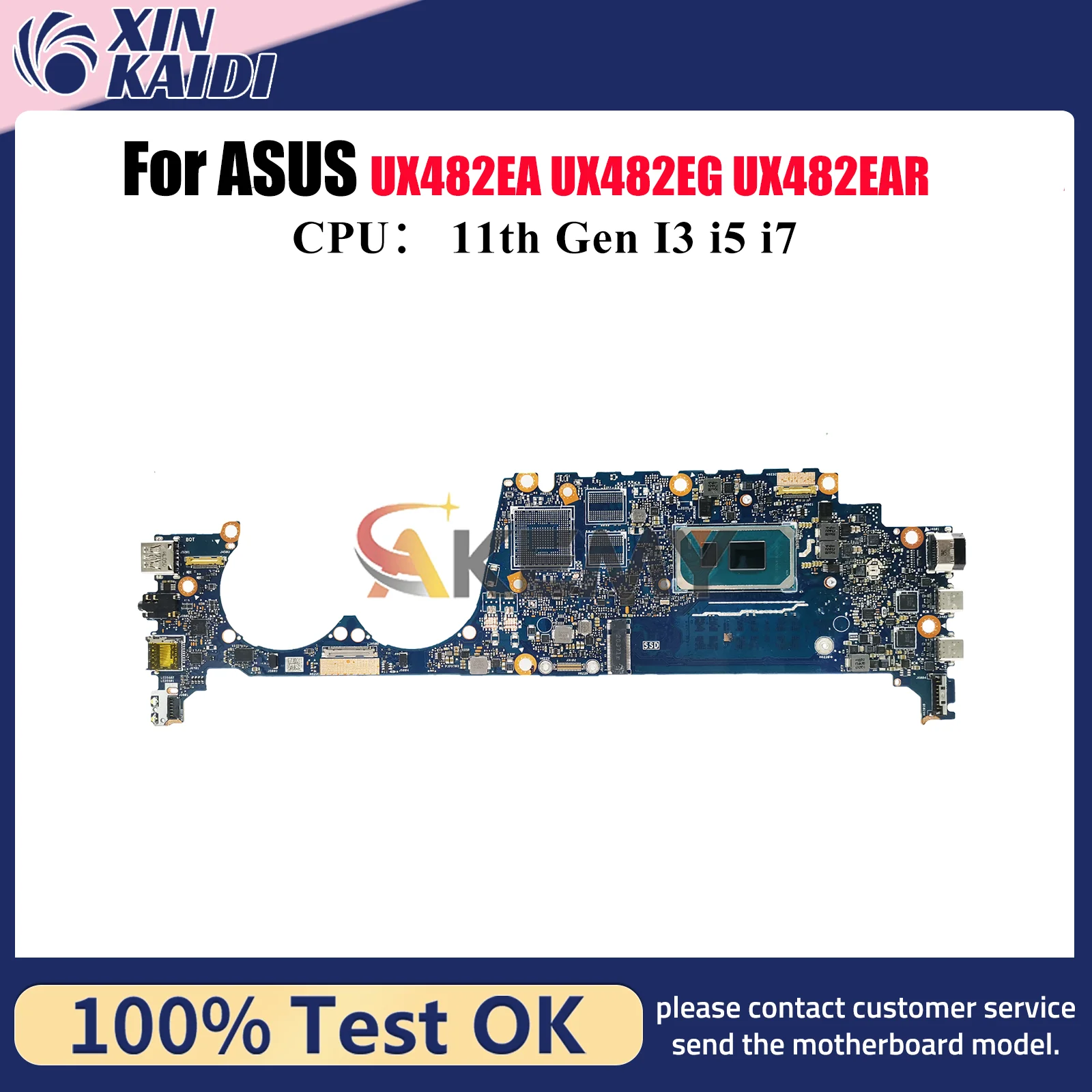 

UX482EA Laptop Motherboard For ASUS UX482EG BE482E UX482E UX4100E BX482E UX482EA UX482EGR UX482EAR Mainboard 11th Gen I3 i5 i7 U