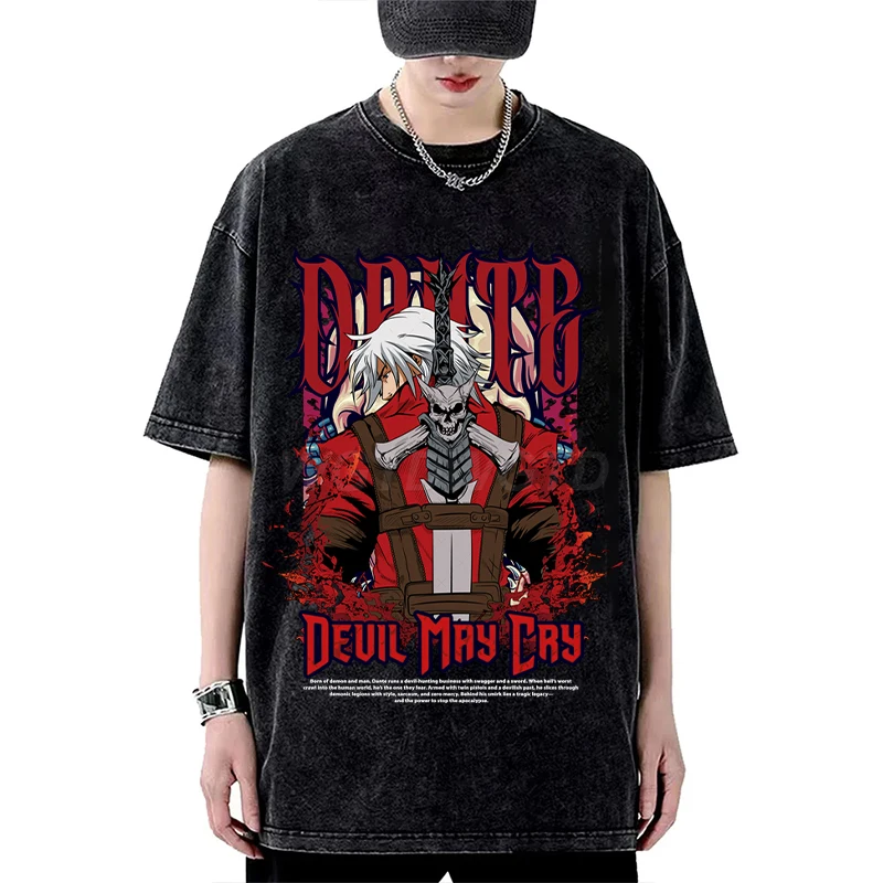 

Футболка Gothic Devil May Cry Game Trend для мужчин и женщин, стираная хлопковая уличная одежда высокого качества с короткими рукавами Devil May Cry, футболки