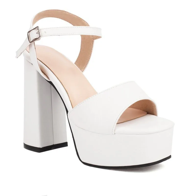 2025 جديد أسود أبيض عالية الكعب المرأة الصنادل 12 سنتيمتر سوبر سميكة الكعب صنادل أرضية الصيف النساء أحذية للحزب WSH5320 #6