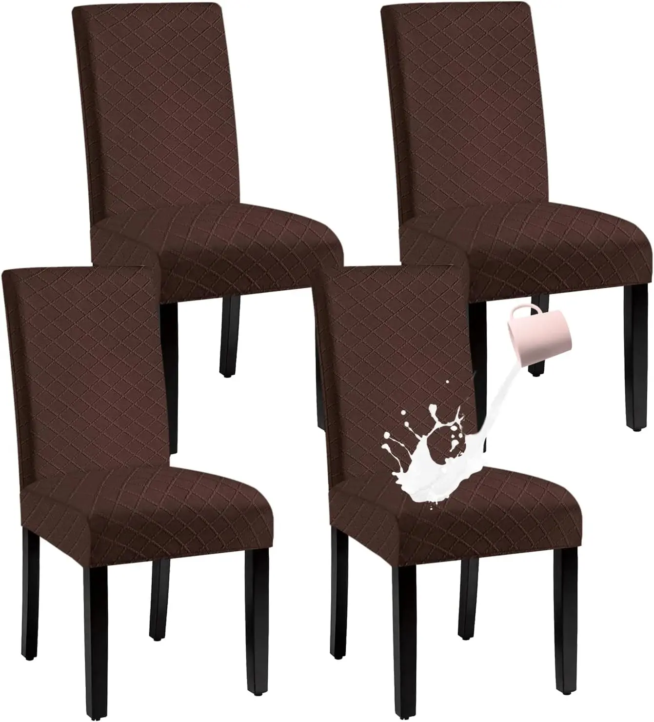 

Waterproof Dining Chair Cover,Spandex Fabric Fit Stretch Chair Slipcover,Removable Washable Jacquard Parsons Chair Covers