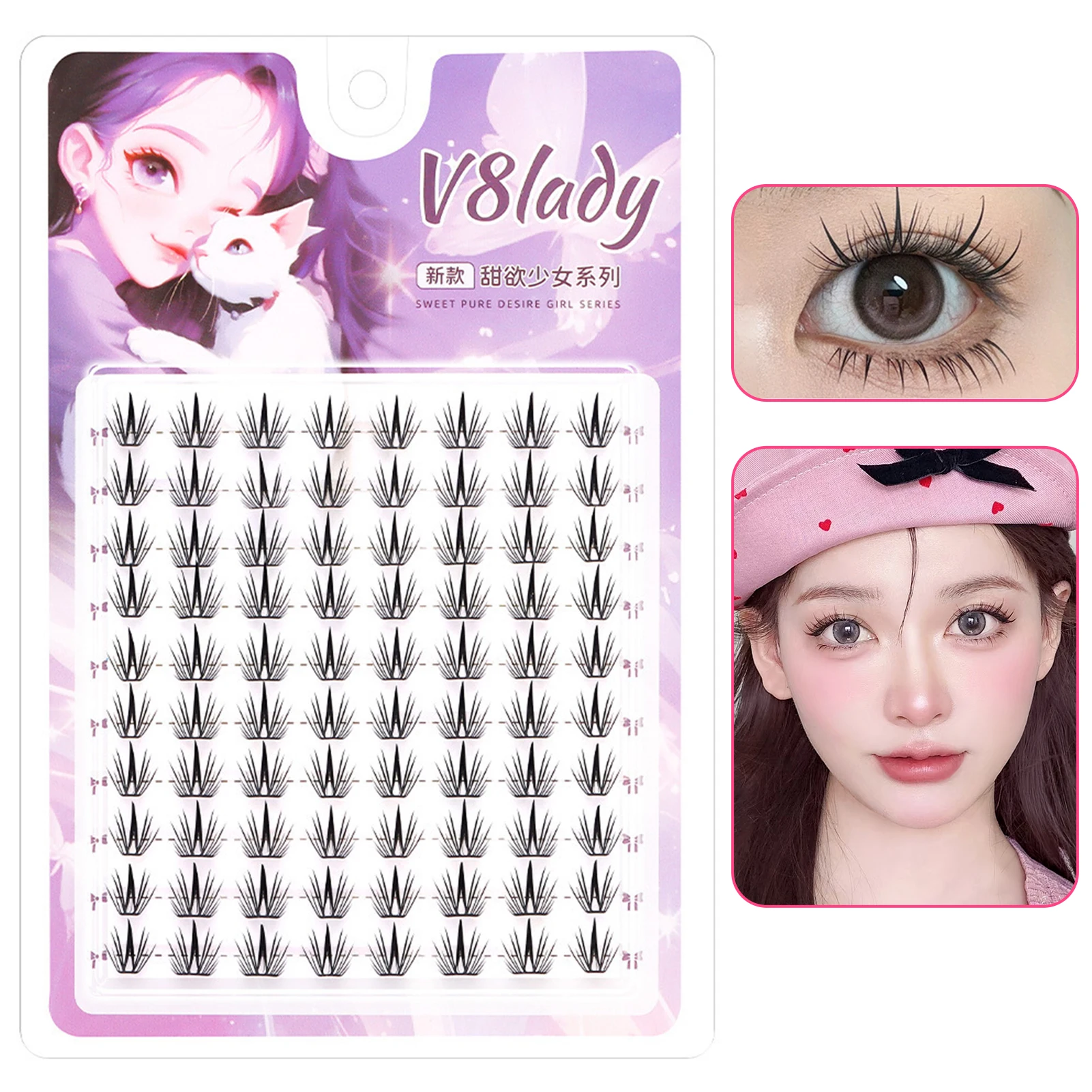 10-reihige Cosplay-Wimpern mit individueller Manga-Falsche Wimpern, dichte, weiche Anime-Kunstwimpern zur Vergrößerung Ihrer Augen, natürlich