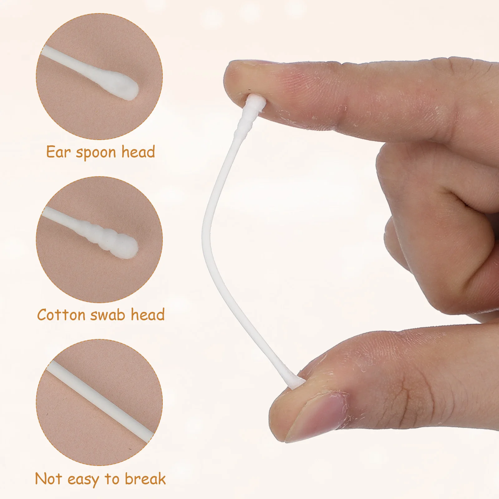 1 коробка, детские ватные палочки, двусторонние для нежной очистки пальцев, пальцев, пальцев, глаз, носа, ушей, безопасные, не падающие ватные головки, многофункциональные для младенцев