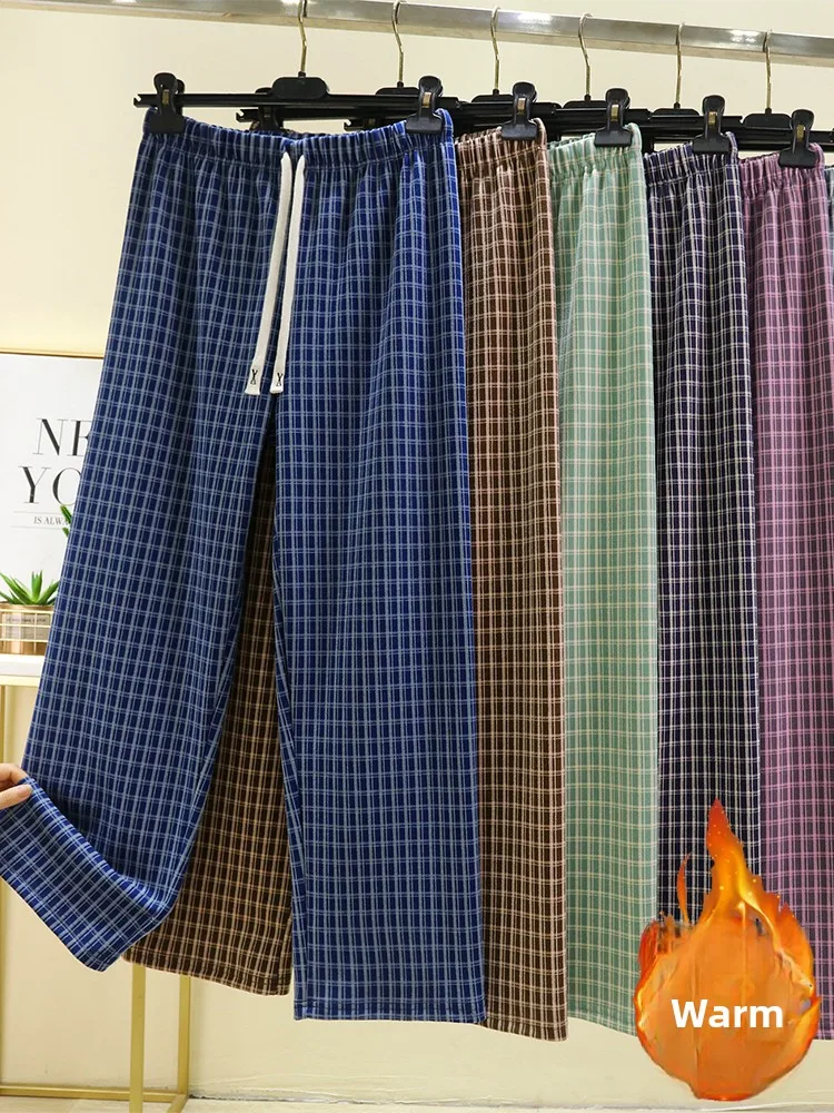 厚手のフリース暖かいカジュアルパンツハイウエストストレートレッグパンツ巾着デザインホームウェアパジャマアウターウェア女性に適しています