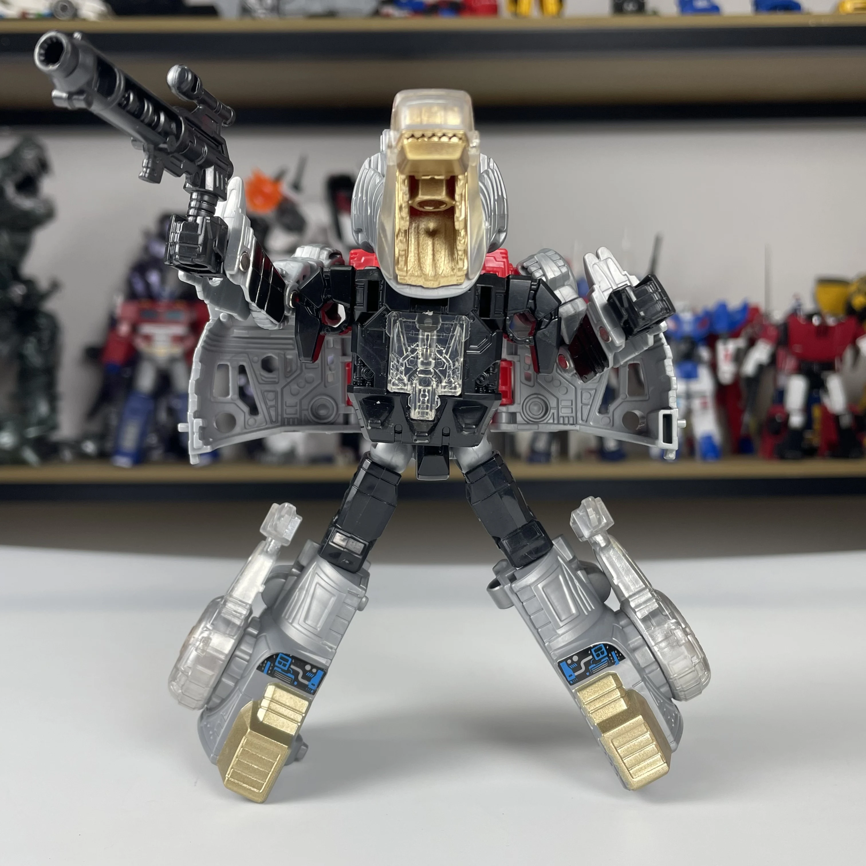 Bpf04 5 em 1 17cm brinquedo de transformação g1 dinoking volcanicus grimlock escória lama snarl swoop dinobots figura de ação modelo abs