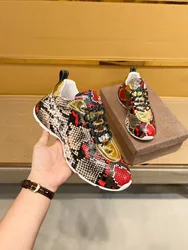 2025 New Genuine leather men's Lace-up type Sports shoes fashion casual sneaker first layer cowhide running shoes