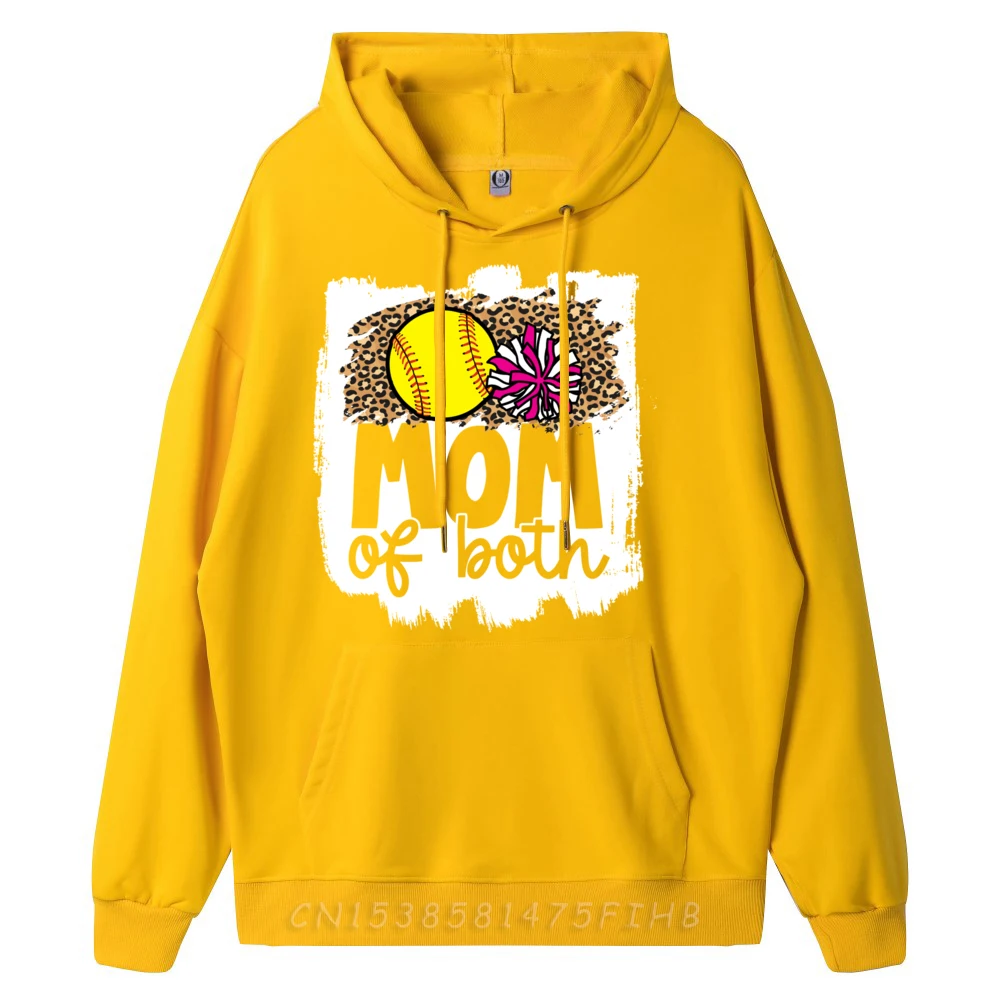Man Long Sleeve Cheer Softball Mom Of Both Hoodies Slogan Sweatshirt Retro Graphic O Neck Sweatshirt