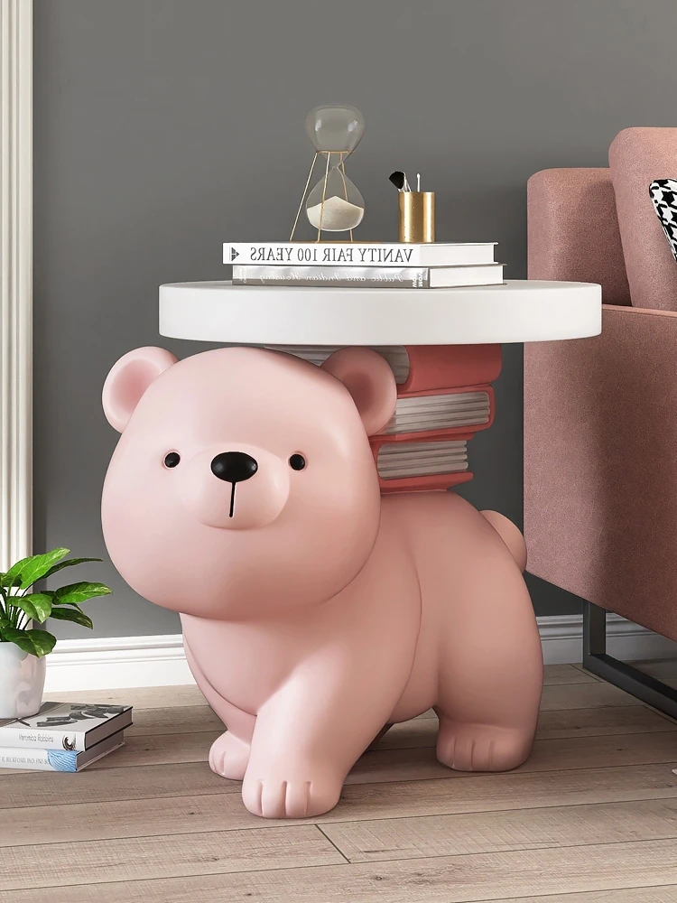 Nordic Side Tables Home Decor Bear Statue Coffee Table Large Floor Decoration Living Room Sofa Bedside Tables Housewarming Gifts