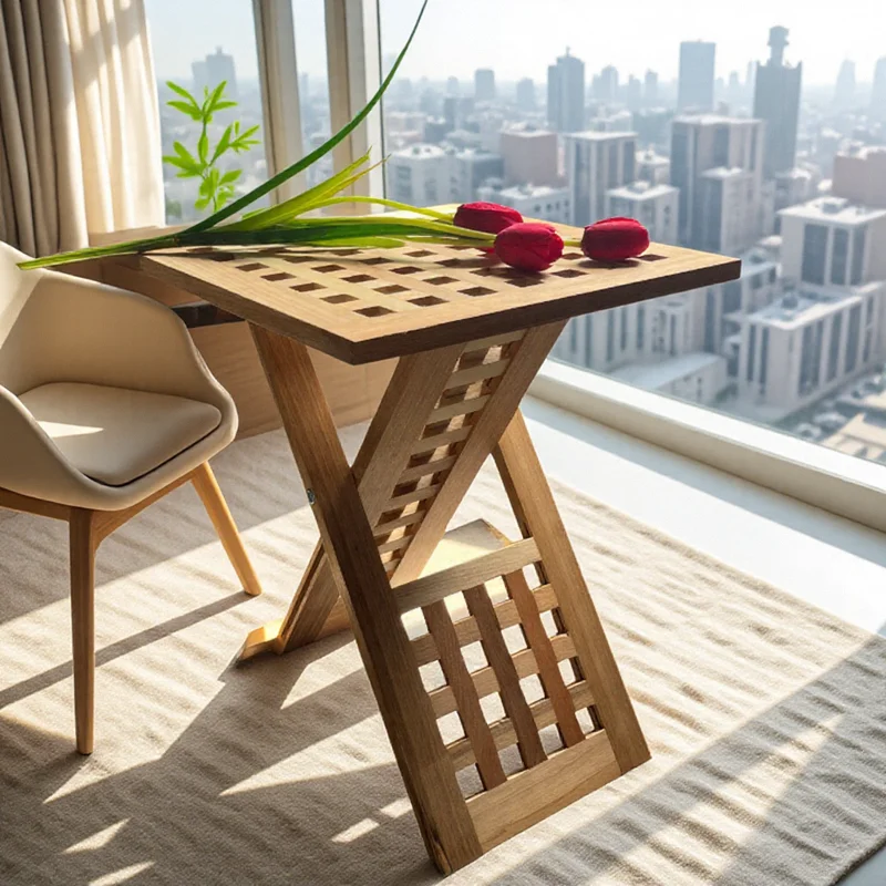 

Solid wood folding coffee table Small apartment Foldable camping Portable square folding sofa side table living room furniture