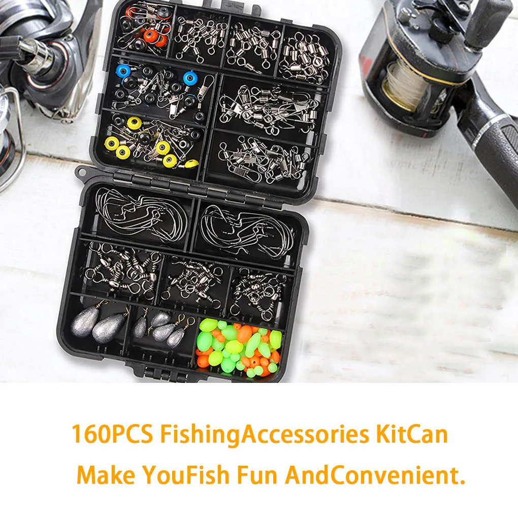 160/187pcsFishing Tackles Set Professional Replacement Fittings Swivels Snaps Sliders Jig Accessory Angling Kit Accessories