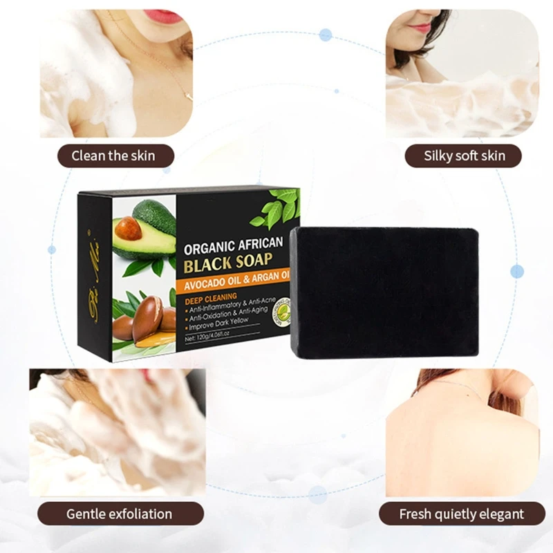 40JD  Natural Bar Soap Black African Handmade Soap With Premium Avocado Oil Cold Pressed Face And Body Bar Soap