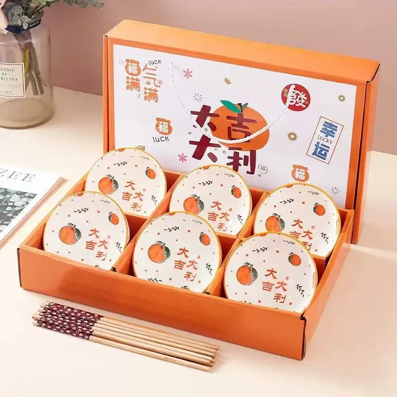 Underglazed Bowl - Big Luck Big Prosperity Ceramic Bowl & Chopsticks Set Tableware for Home Dining, Opening Ceremony Gift - Image 2