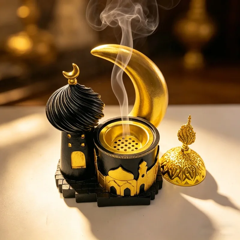 Yuebao Incense Burner Statue Resin Gold Tower Oil Incense Burner Rack Gold Aromatherapy Home Decoration Ornament