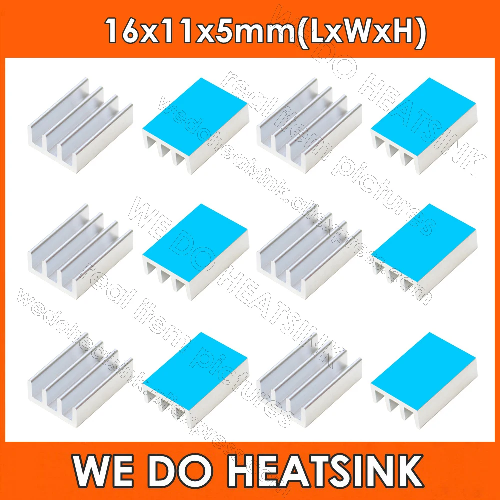 

Wholesale 16x11x5mm Silver Aluminum Heatsink Ram Heatsinks Heat Sink With Thermally Conductive Adhesive Transfer Tape Applied