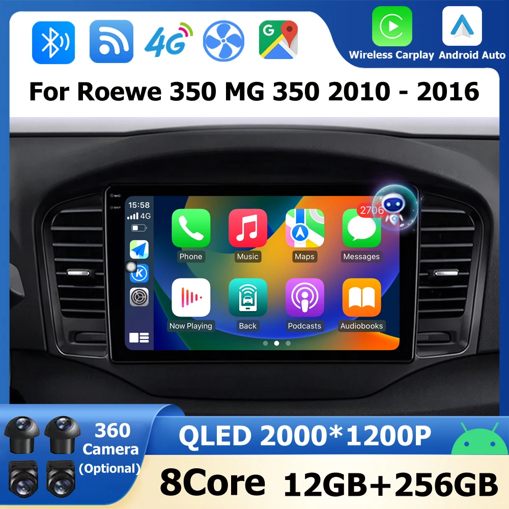 360 Camera Car Radio Multimedia Video Player GPS Navigation Tools For Roewe 350 MG 350 2010 - 2016 Android 16 Auto Carplay WIFI