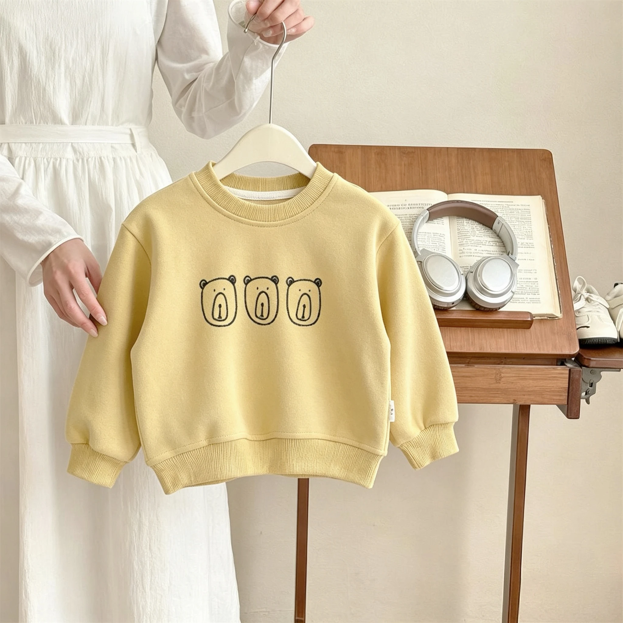 Fashion Simple Kids Long Sleeve Tops Sweatshirts Autumn Clothing Casual Versatile Round Collar Pullover Hoodie Children Clothes