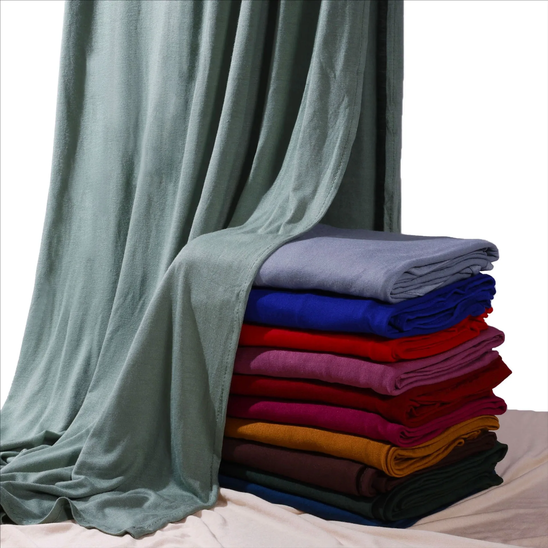 

Большой хиджаб-шарф из модального хлопка 175*80 см, длинная мусульманская шаль, однотонный мягкий тюрбан, головной платок для женщин, исламская повязка на голову