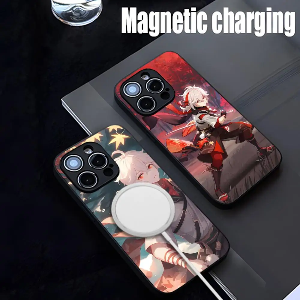 

Kaedehara Kazuha Phone Case Strong Magnetism Glass For iPhone 15ProMax 14 13 12 15 11 Pro XS Max Plus Mini Coque