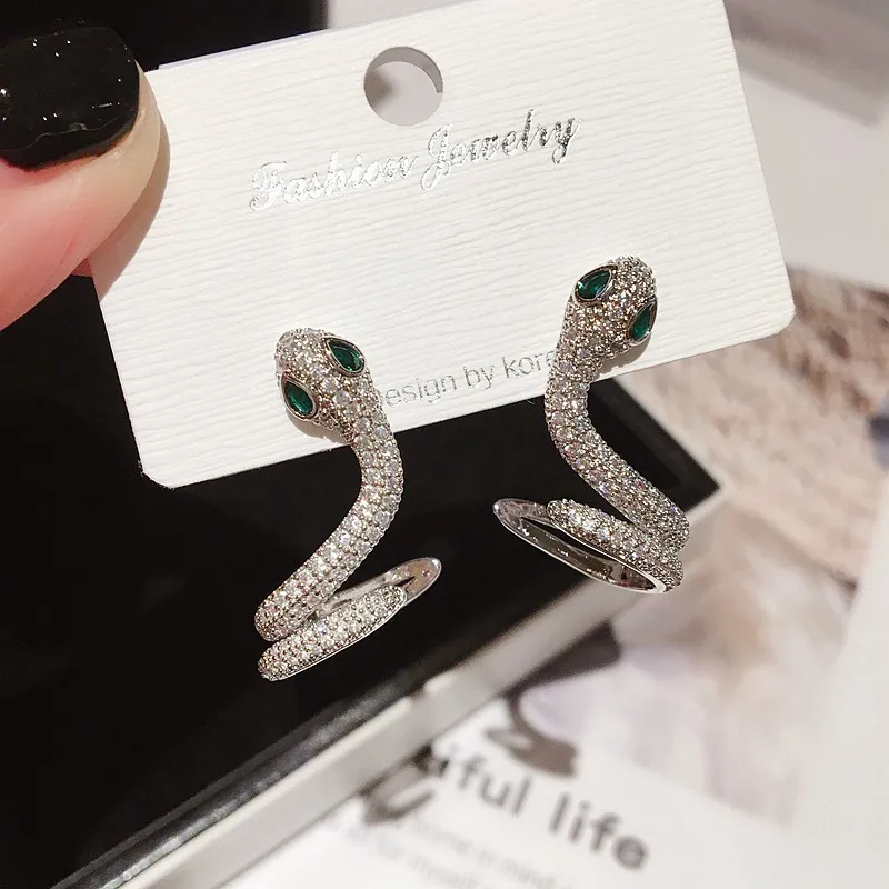 

S925 Silver Needle Snake Shape Copper Stud Earrings and Ear Clips Women's Simple Gold Silver Color Party Jewelry Beautiful Gift