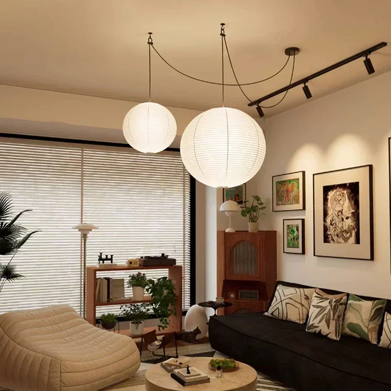 النمط الياباني وابي سابي الأرز ورقة قلادة ضوء LED ثريا مستديرة غرفة المعيشة غرفة الطعام غرفة نوم دراسة مقهى غرفة الشاي ديكور
