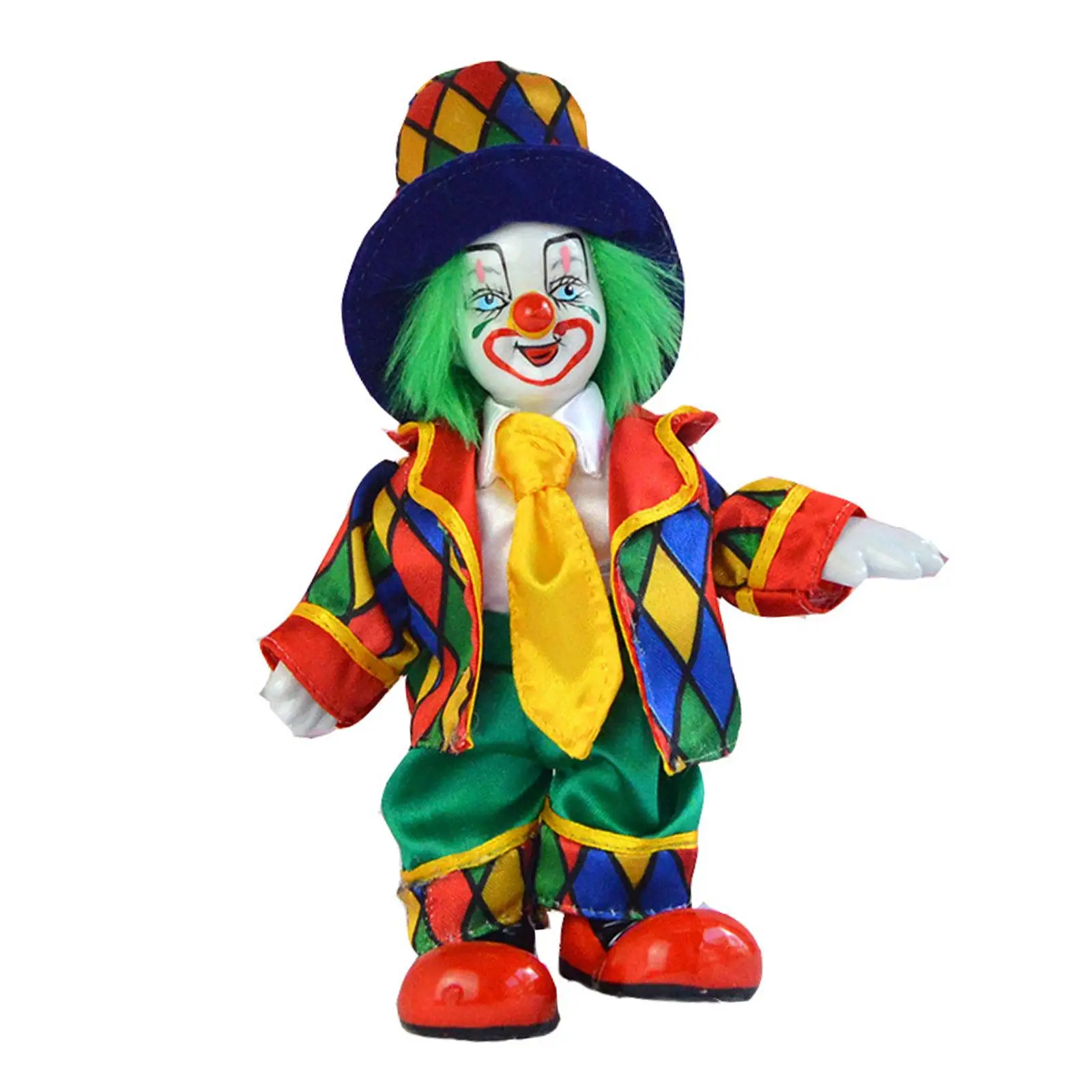Smiling Clown Doll Ceramic Vintage 19cm Handmade Porcelain Figurine for Tabletop Display Kids Toy Room Decor Gift