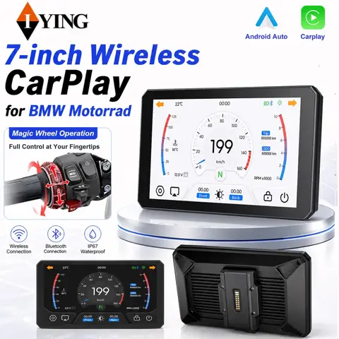 IYING B7 Pro Motorcycle Carplay for BMW XR M1000 R1200GS R1250GS S1000XR R1300GS  7" QLED Wireless Android Auto GPS Navigator Magic‑Wheel Control Dash Monitor