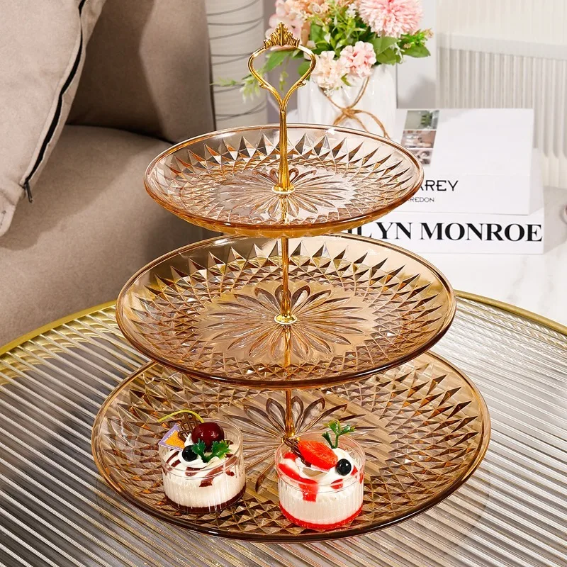 

Clear Multi-Layer Fruit Tray Acrylic Plastic 2-Tier 3-Layer Cake Stand Creative Dessert Rack for KTV