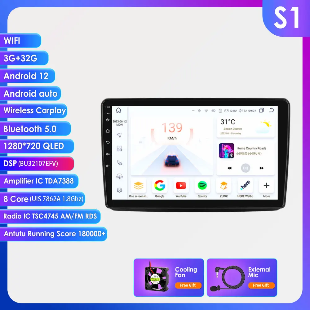 Draadloze Carplay Android13 Autoradio Voor Fiat Panda 2003-2012 Auto Multimedia GPS Speler 4G-LET 2din autoradio 7862 360 Camera