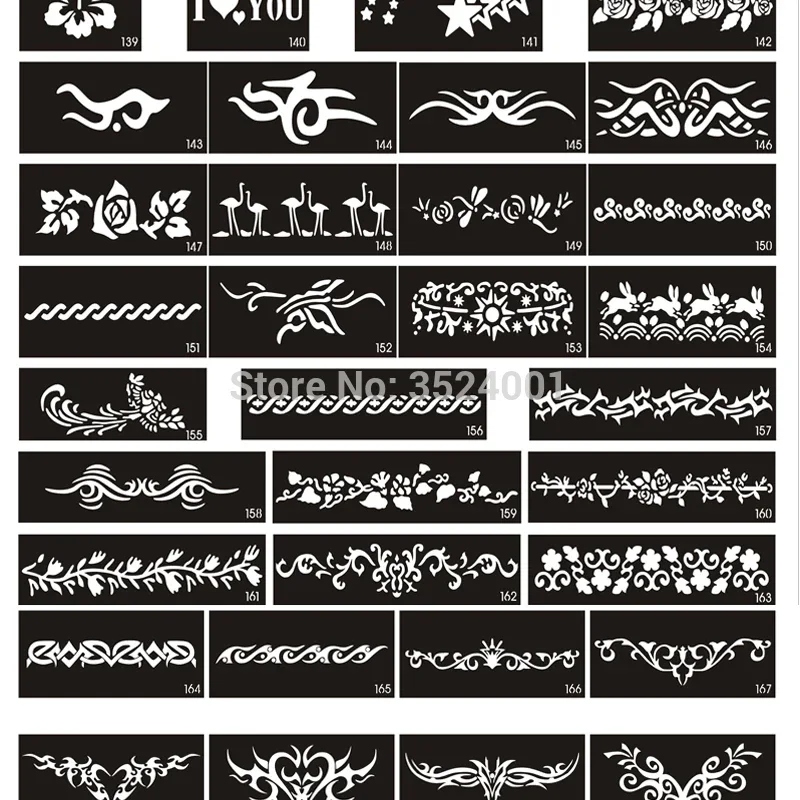 مجموعات استنسل الوشم العشوائي المختلط 3/5/10/50 قطعة لطيف نجمة الحب القلب الجمجمة تصاميم قوالب اللوحة الجسم الصغيرة للاستخدام اللامع #5