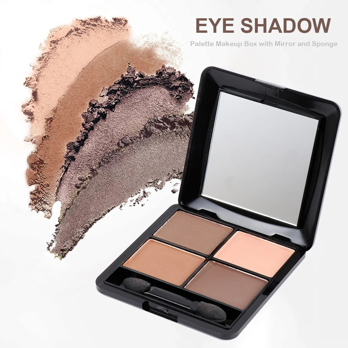 Palette de fards à paupières 4 couleurs, mat, scintillant, maquillage longue durée pour fête, mariage, Look de soirée, boîte d'ombre à paupières, éponge miroir