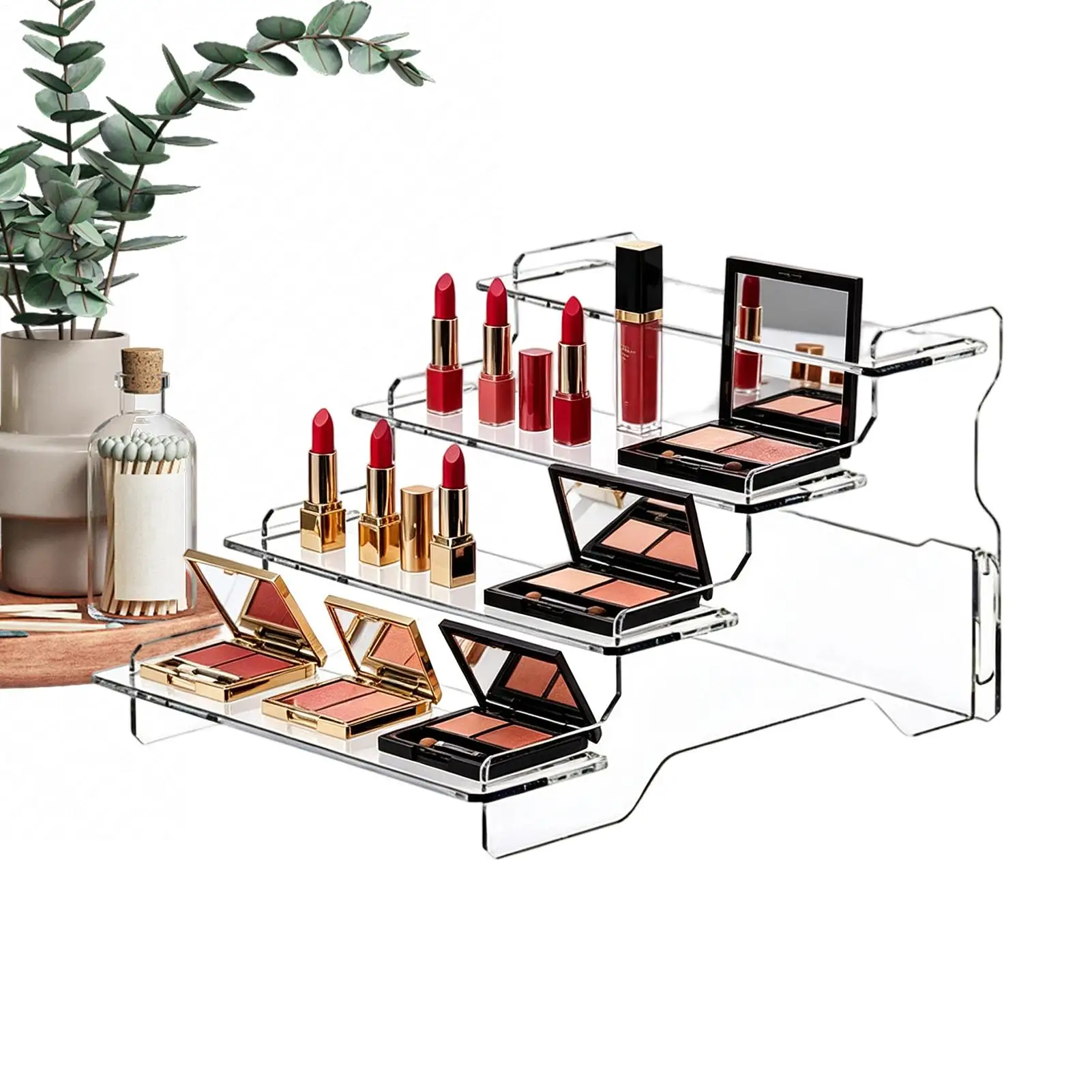 Risers Display Stands 4-Tier Clear Acrylic Shelf Display Riser Stand For Jewelry Perfume Cupcakes Figurines Table Desk